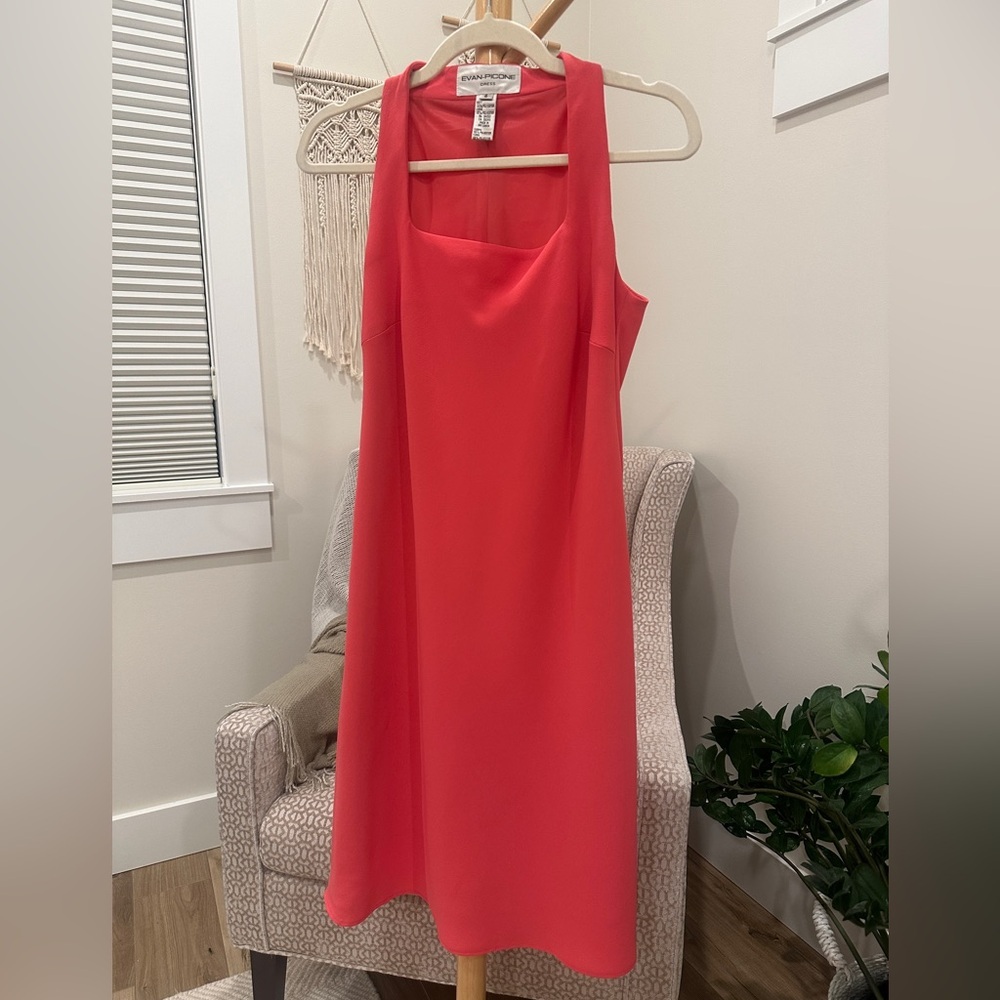 Evan-Picone Red Sleeveless Midi Dress Classic Career Size 6